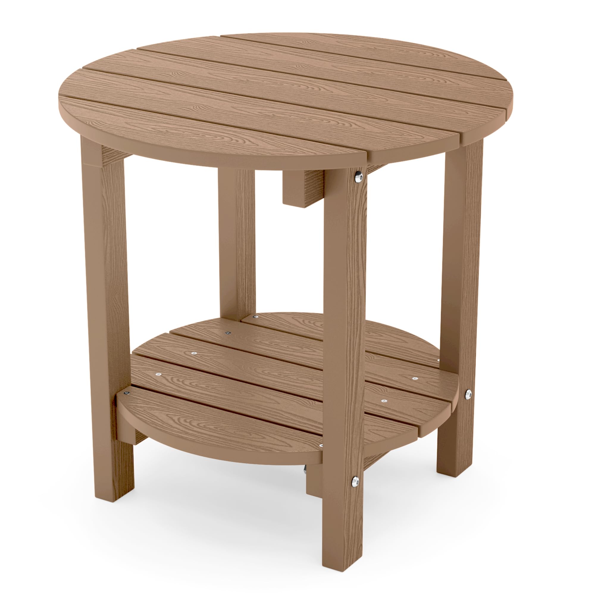 Yefu Adirondack Side Table, 18' Double Outdoor Side Table, Poly Lumber End Table, Weather Resistant For Indoor, Patio, Pool, Porch, Backyard-Teak
