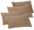Elegant Comfort 4-Pack Solid Pillowcases 1500 Thread Count Egyptian Quality - Easy Care, Smooth Weave, Wrinkle And Stain Resistant, Easy Slip-On, 4-Piece Set, King Pillowcase, Taupe