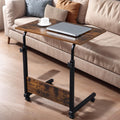 Zephypaws Mobile Side Table, 23.6 Inch Adjustable Sofa Tray Table Portable Desk With Wheels, C-Shaped Removable Study Over Bed L