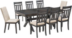 Crosley Furniture Hayden 9-Piece Modern Farmhouse Dining Table Set for 8 with 6 Slat and 2 Parsons Chairs, Slate