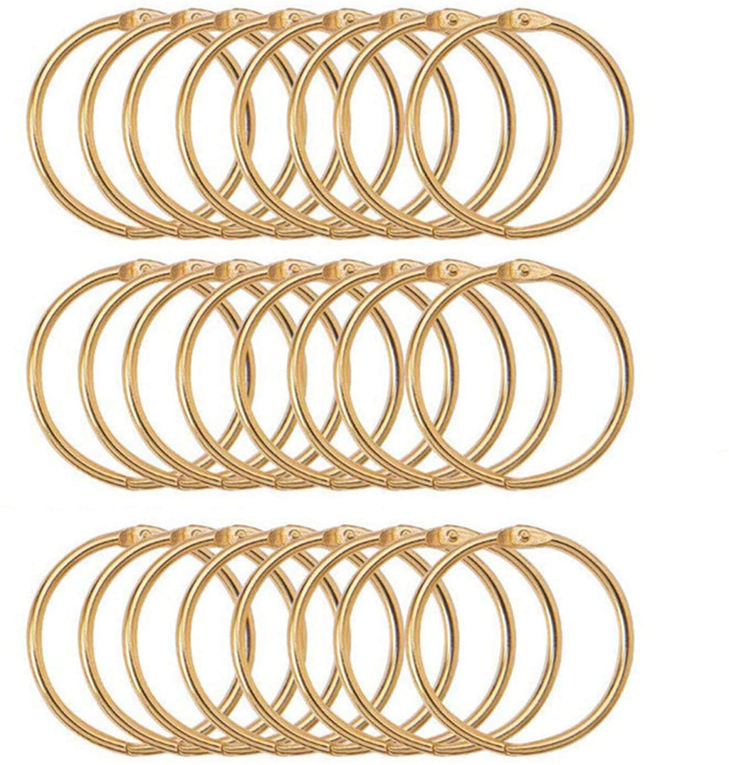 Xmhf 2 Inch (30 Pack) Loose Leaf Binder Rings, Nickel Plated Steel Binder Rings,Keychain Key Rings, Metal Book Rings,Golden, For