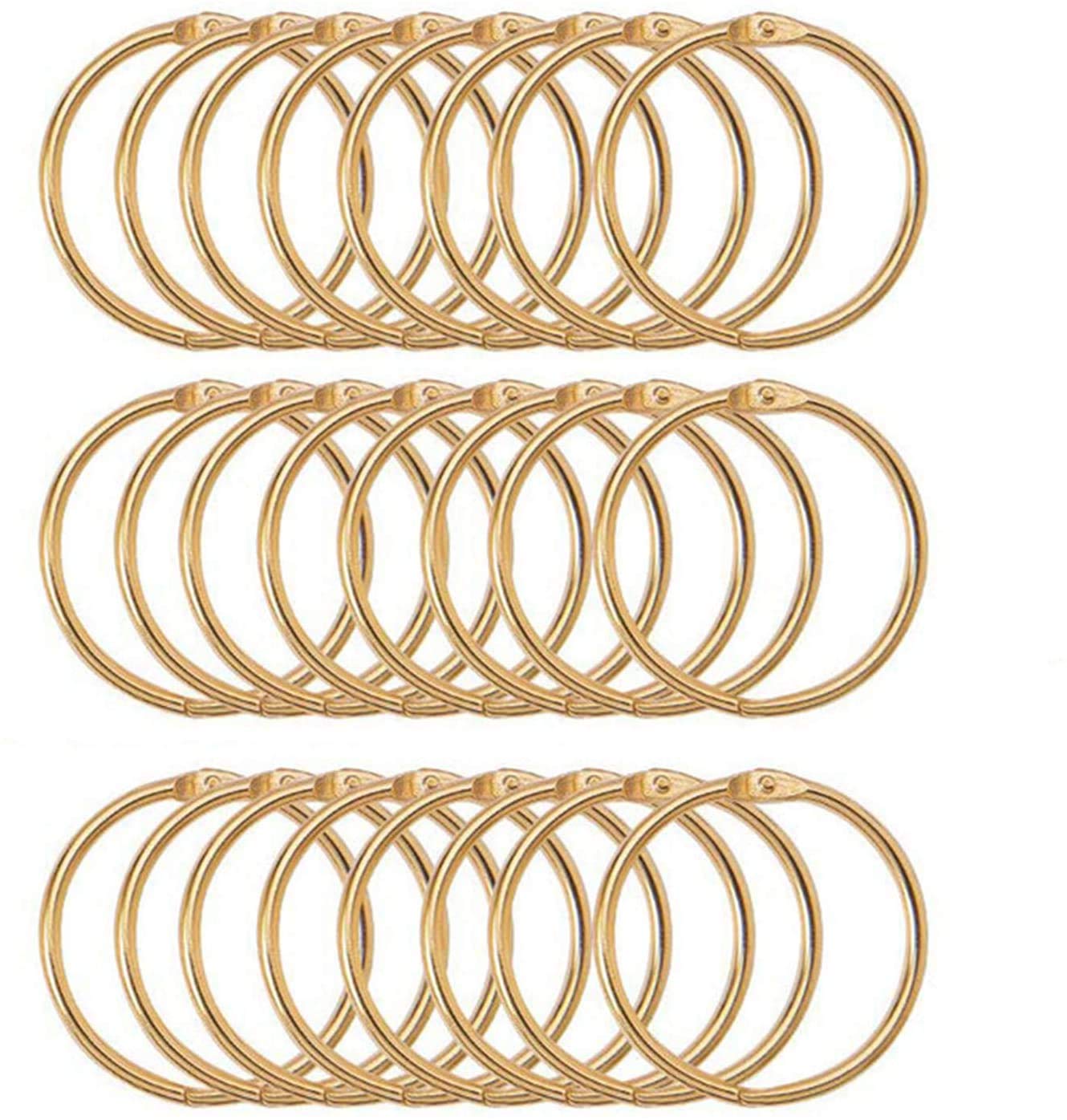Xmhf 2 Inch (30 Pack) Loose Leaf Binder Rings, Nickel Plated Steel Binder Rings,Keychain Key Rings, Metal Book Rings,Golden, For
