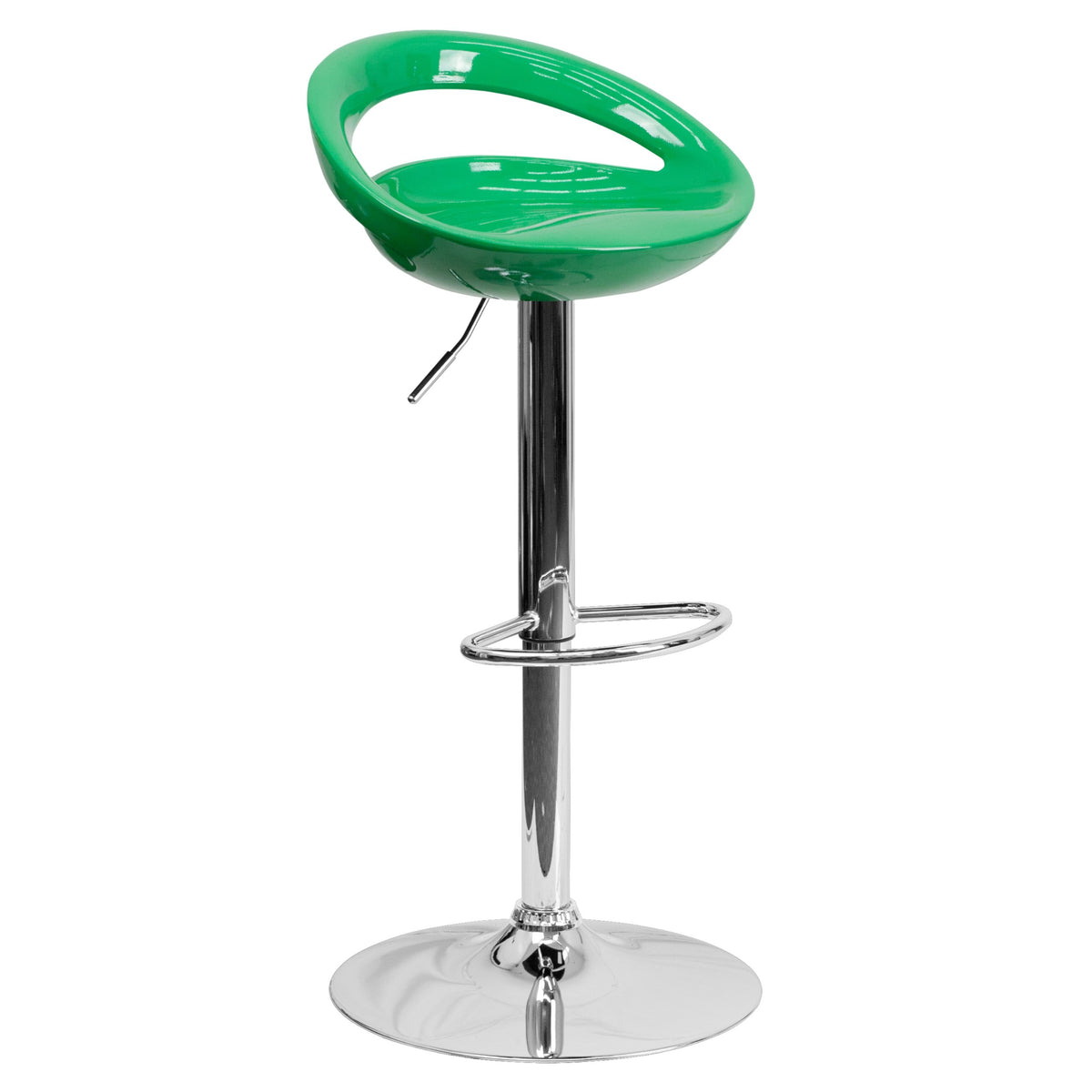 Plastic Orbit Rounded Back Home Kitchen Bar Counter Stools Chairs 7-Colors #1062 (Green)