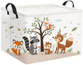 HIYAGON Rectangular Woodland Animal Basket Kids Baby Storage Basket Storage Bin Organizer Box Animal Room Decor(Spring Animal)