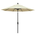 California Umbrella 9 Round Aluminum Market Umbrella, Crank Lift, Collar Tilt, Black Pole, Pacifica Canvas