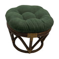 Blazing Needles Solid Microsuede Tufted Round Footstool Cushion, 18", Hunter Green