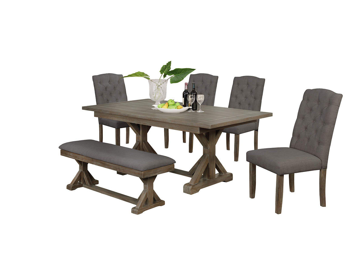 Best Quality Furniture 6 Piece Dining Set, Gray