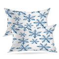 Batmerry Christmas Blue Decorative Pillow Covers, Blue Snow Winter with Snowflakes Falling White Crystal Double Sided Throw Pill