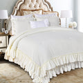 Masaca Ivory Ruffled Comforters Queen Size,Farmhouse Shabby Boho Chic Comforter Set,French Country Microfiber Inner Fill Ivory B
