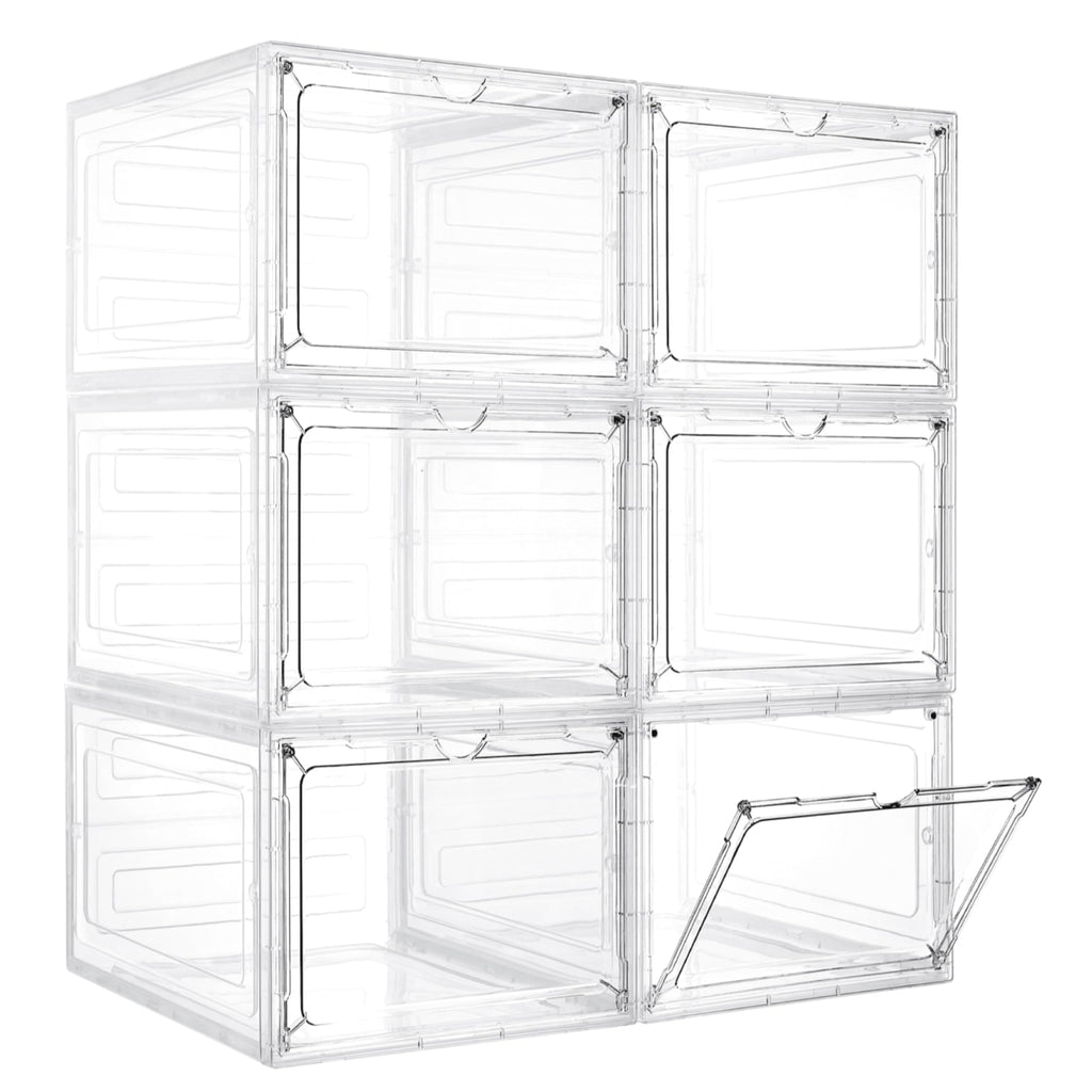 LXLXXL Storage Bins with Lids, 6 Sets 115 Qt Hard Plastic Storage Containers with Magnetic Acrylic Clear Door, Stackable Storage