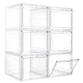 LXLXXL Storage Bins with Lids, 6 Sets 115 Qt Hard Plastic Storage Containers with Magnetic Acrylic Clear Door, Stackable Storage