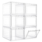 LXLXXL Storage Bins with Lids, 6 Sets 115 Qt Hard Plastic Storage Containers with Magnetic Acrylic Clear Door, Stackable Storage
