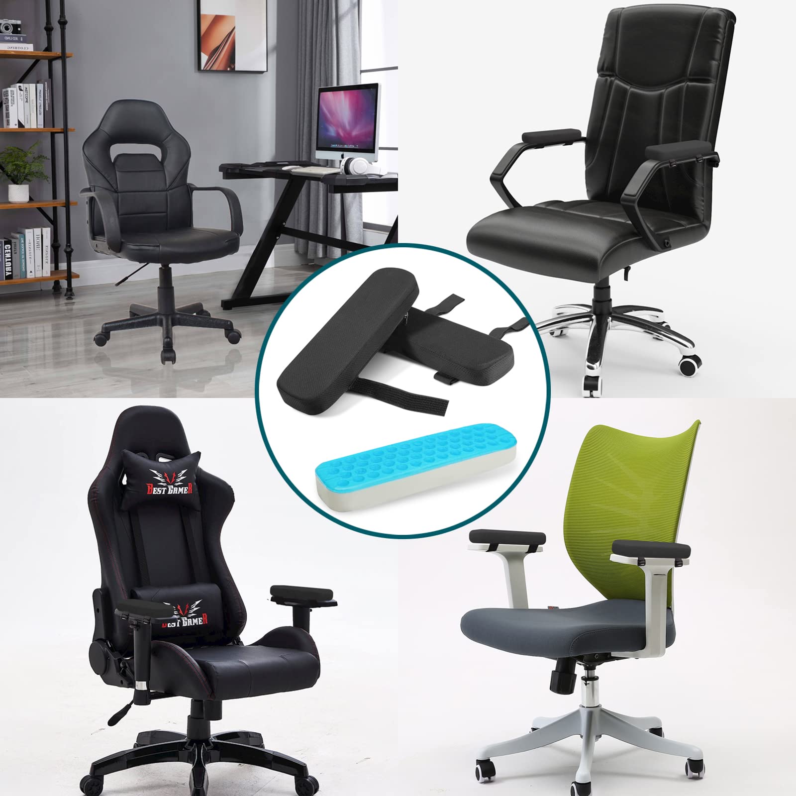 Office Chair Armrest Covers, Chair Armrest Pads, Cooling Gel Cushions Office Chair Arm Covers, Pressure Relief Office Chair Arm