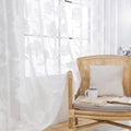 Semi-Sheer White Lace Curtains for Bedroom 95 inch Long Country Chic Rose Floral Embroidered Sheer Curtain Panels for Living-Roo