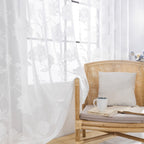 Semi-Sheer White Lace Curtains for Bedroom 95 inch Long Country Chic Rose Floral Embroidered Sheer Curtain Panels for Living-Roo