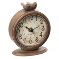 Creative Co-Op Vintage Pewter Mantel Clock with Birds, Distressed Brown