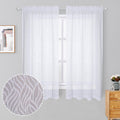 Chyhomenyc Marilyn White Sheer Curtains 54 Inch Length For Bedroom, Light Filtering Soft 3D Leaf Clip Jacquard Textured Rod Pock