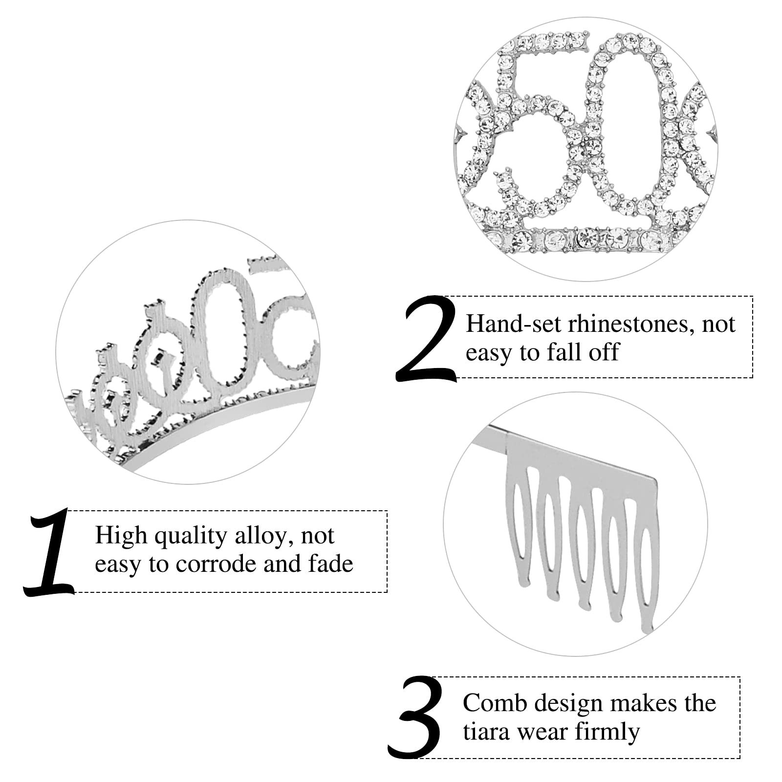 '50 & Fabulous'' Birthday Tiara And Sash Kit- 50Th Birthday Gifts For Women 50Th Birthday Party Decorations (Silver)