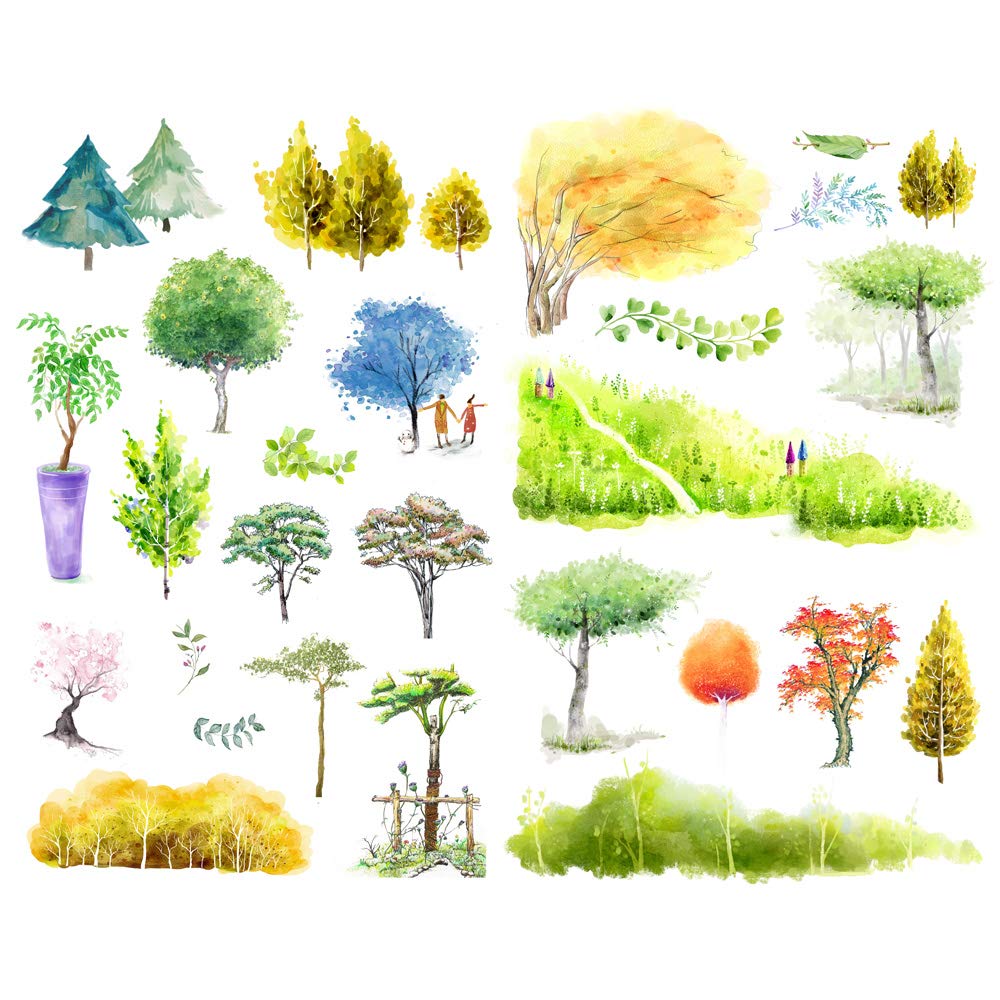 Seasonstorm Watercolor Tree Kawaii Aesthetic Happy Planner Diary Journal Stationery Scrapbooking Stickers Travel Art Supplies