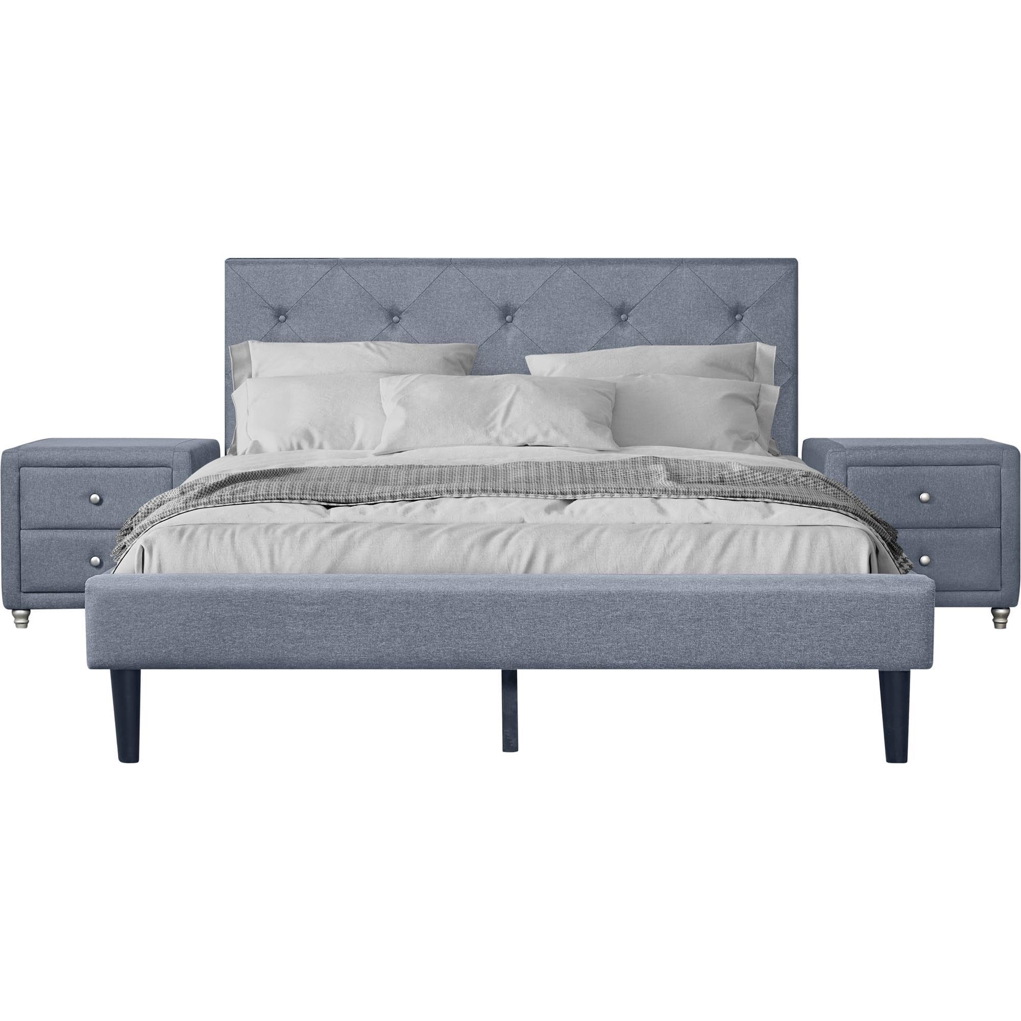 Monticello Platform Bed with 2 Nightstands, King