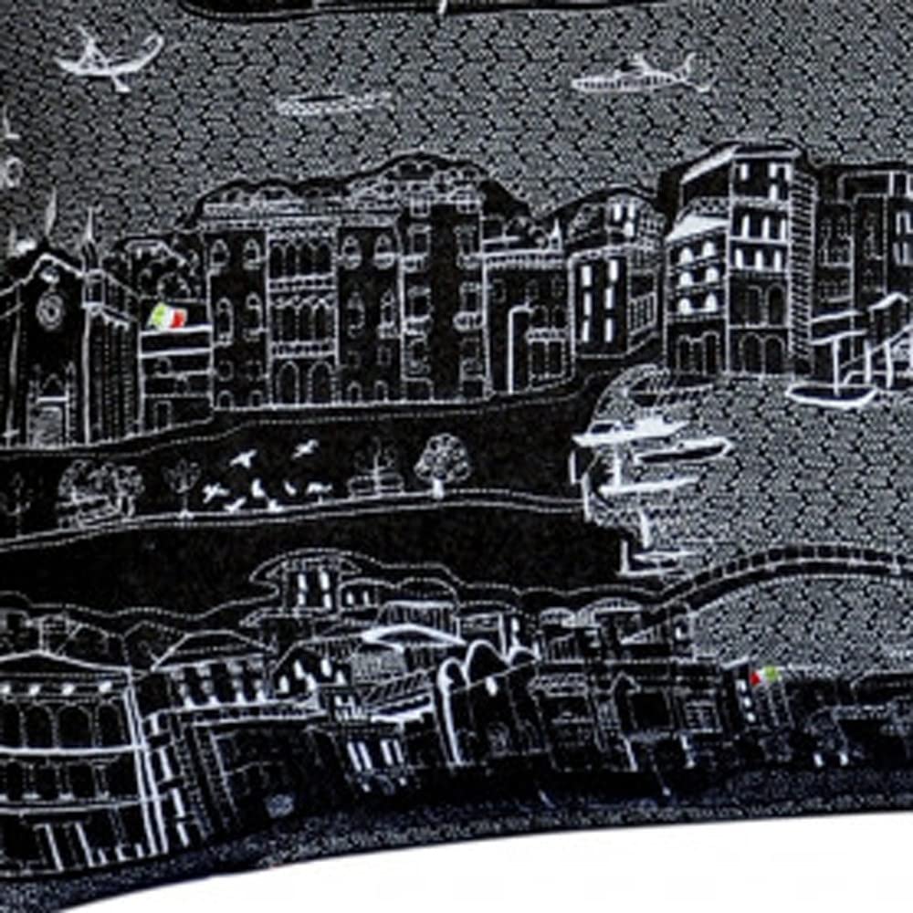 HomeRoots Grey 35' Black Venice Nighttime Skyline Lumbar Decorative Pillow