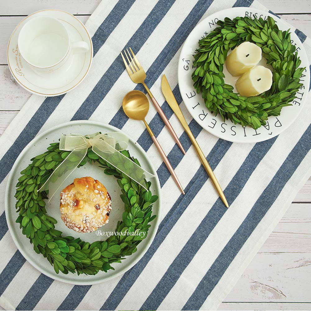 Boxwood Valley Boxwood Wreath Mini 6 Inch Preserved Round Boxwood Wreath, Door Wall Hanging Window Wedding Party Decoration Farm