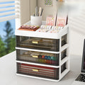 Desire 3Tier Desktop Drawers For Study Table, Desk Storage Box With Lid, Stackable Organizer For Office Stationery, Small Drawe