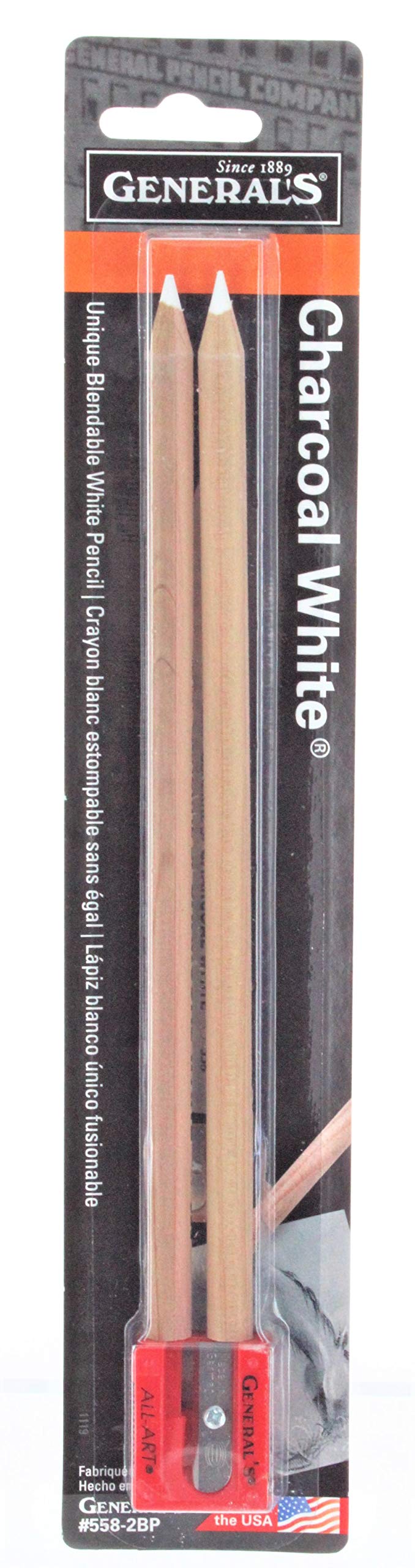 2-Pack - General Pencil 5582Bp Charcoal White Pencils 2/Pkg-2B