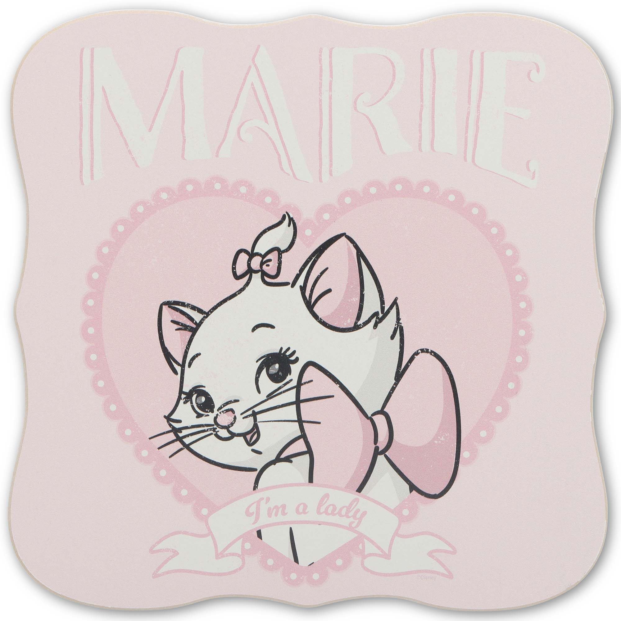 Open Road Brands Disney The Aristocats Marie Im A Lady Wood Wall Decor - Cute Marie Wall Art for Bedroom or Play Room