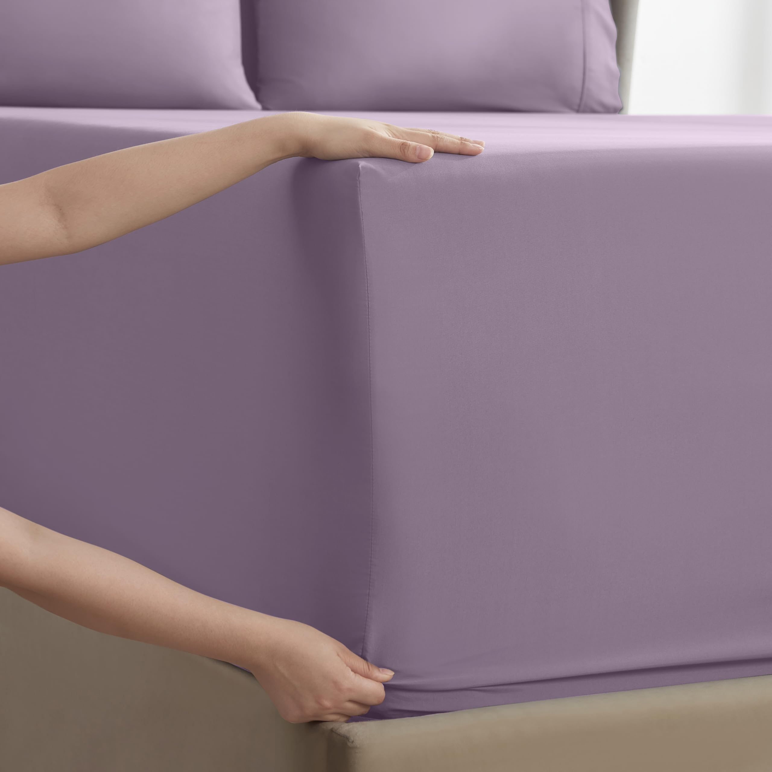 Nestl Extra Deep Pocket Queen Sheets Set - 6 Pc Soft Microfiber Queen Sheets Deep Pocket - Fade Resistant Bedding Sheets & Pillowcases - Queen, Lavender Dream