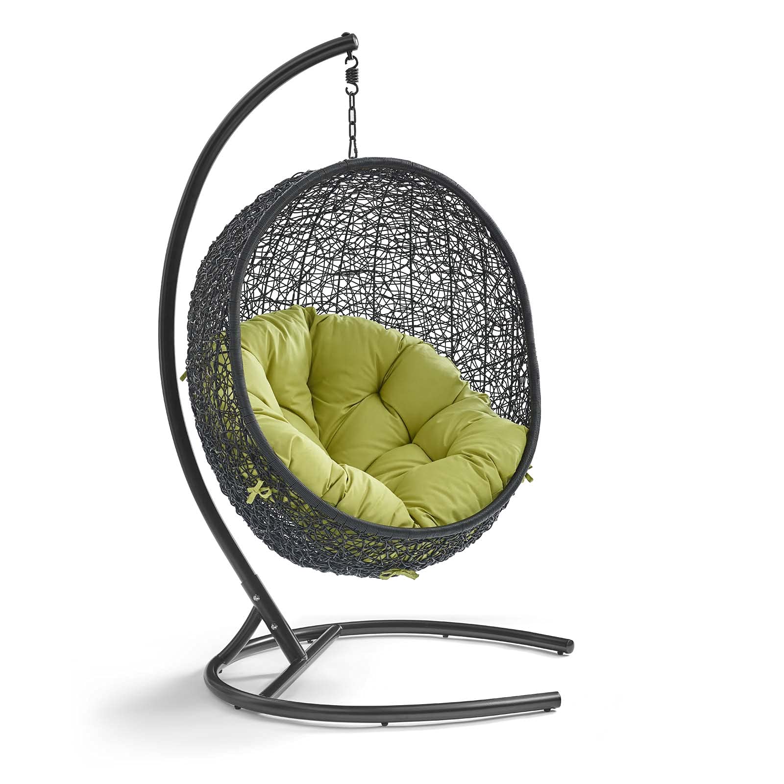 Modway Eei-739-Per-Set Encase Wicker Rattan Outdoor Patio Porch Lounge Egg, Swing Chair With Stand, Peridot