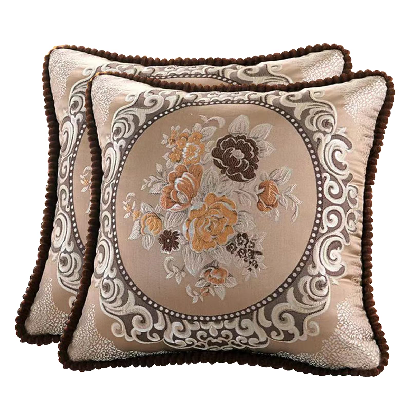 Szhelejiam Pillow Covers 18X18 Inch,Set Of 2 Pillow Cases,Jacquard Retro Embroidery Pillowcove,Sofa Decorative Cushion Cover,For