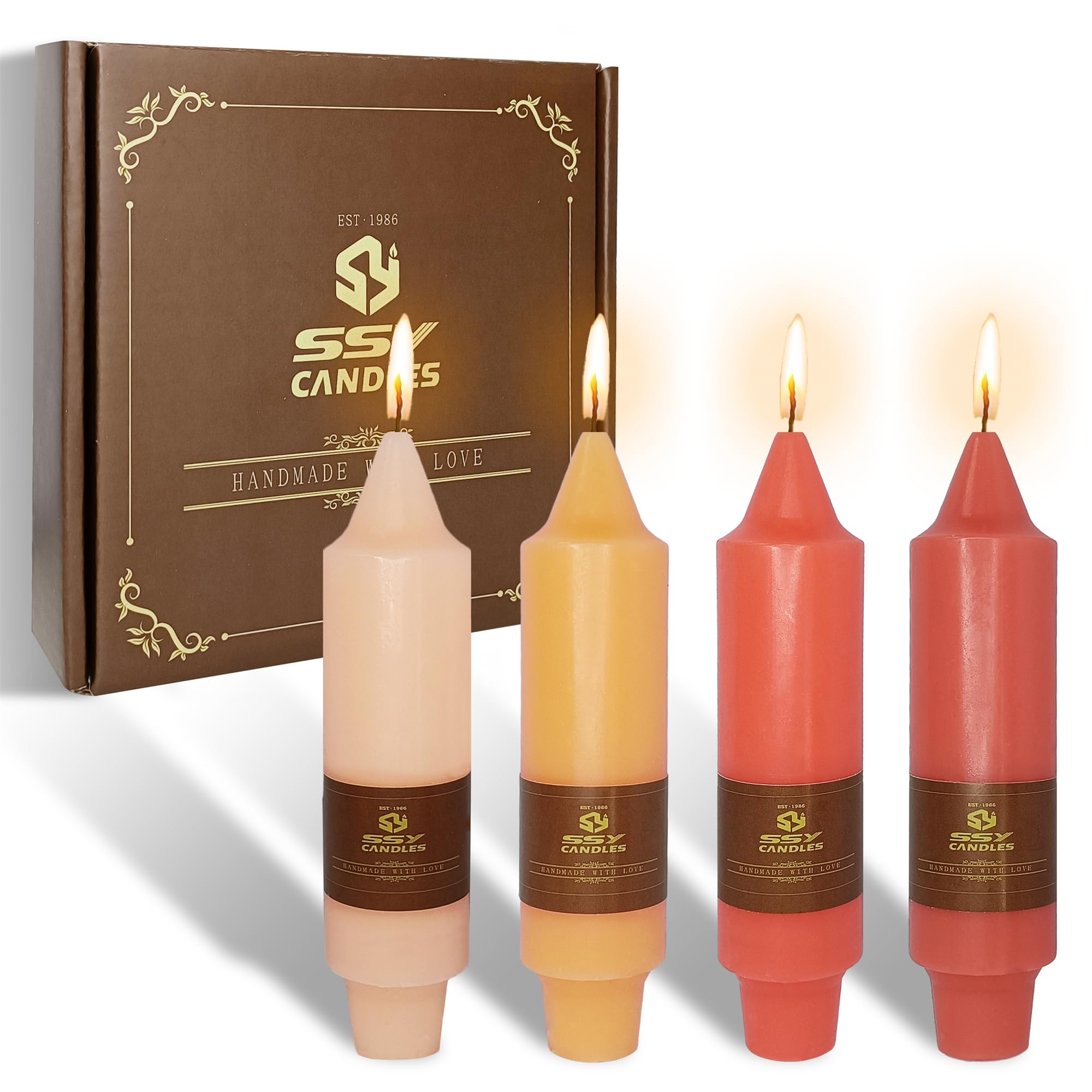 4 PCS Gradient Colored Taper Candlesticks Orange Taper Candle for Halloween Thanksgiving Day Dinner Household D  cor Candlestick