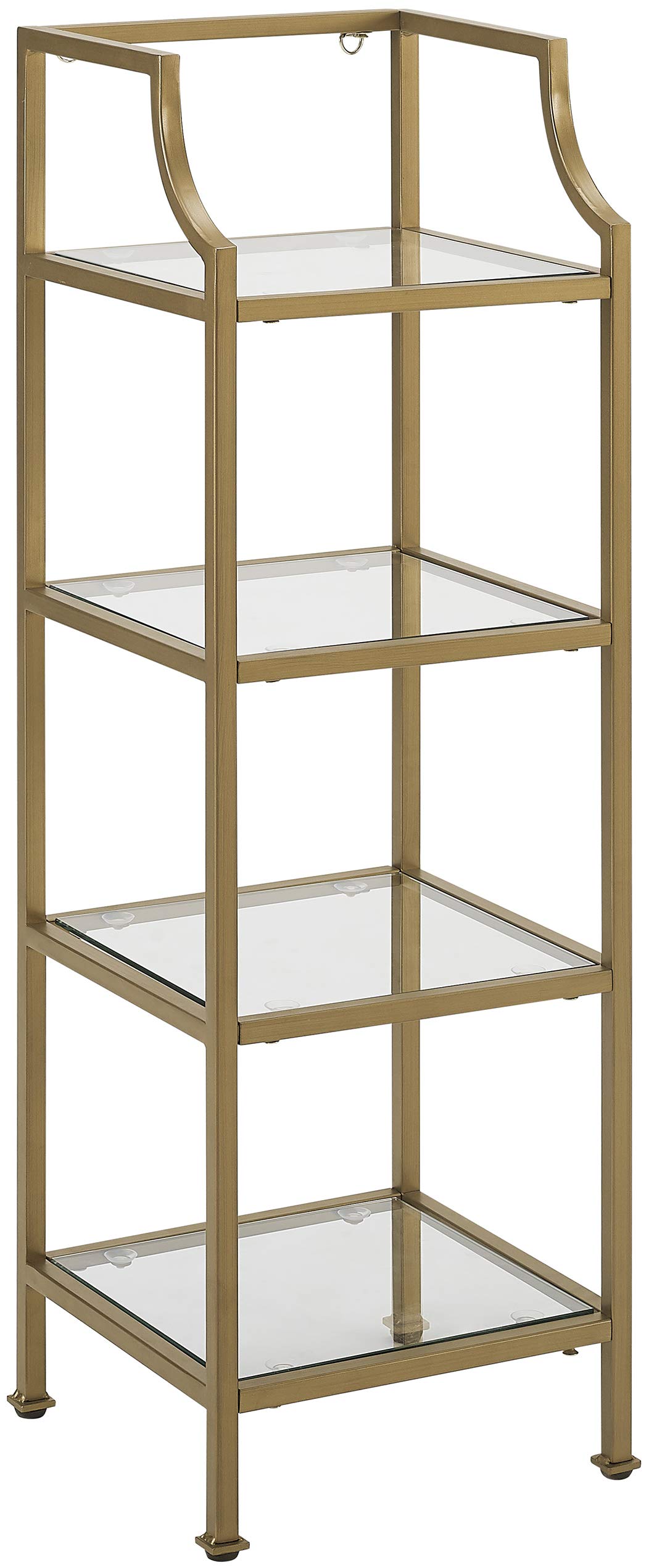 Crosley Furniture Aimee Short Bookshelf With Glass Shelves, Small Bookcase Storage, Gold And Glass