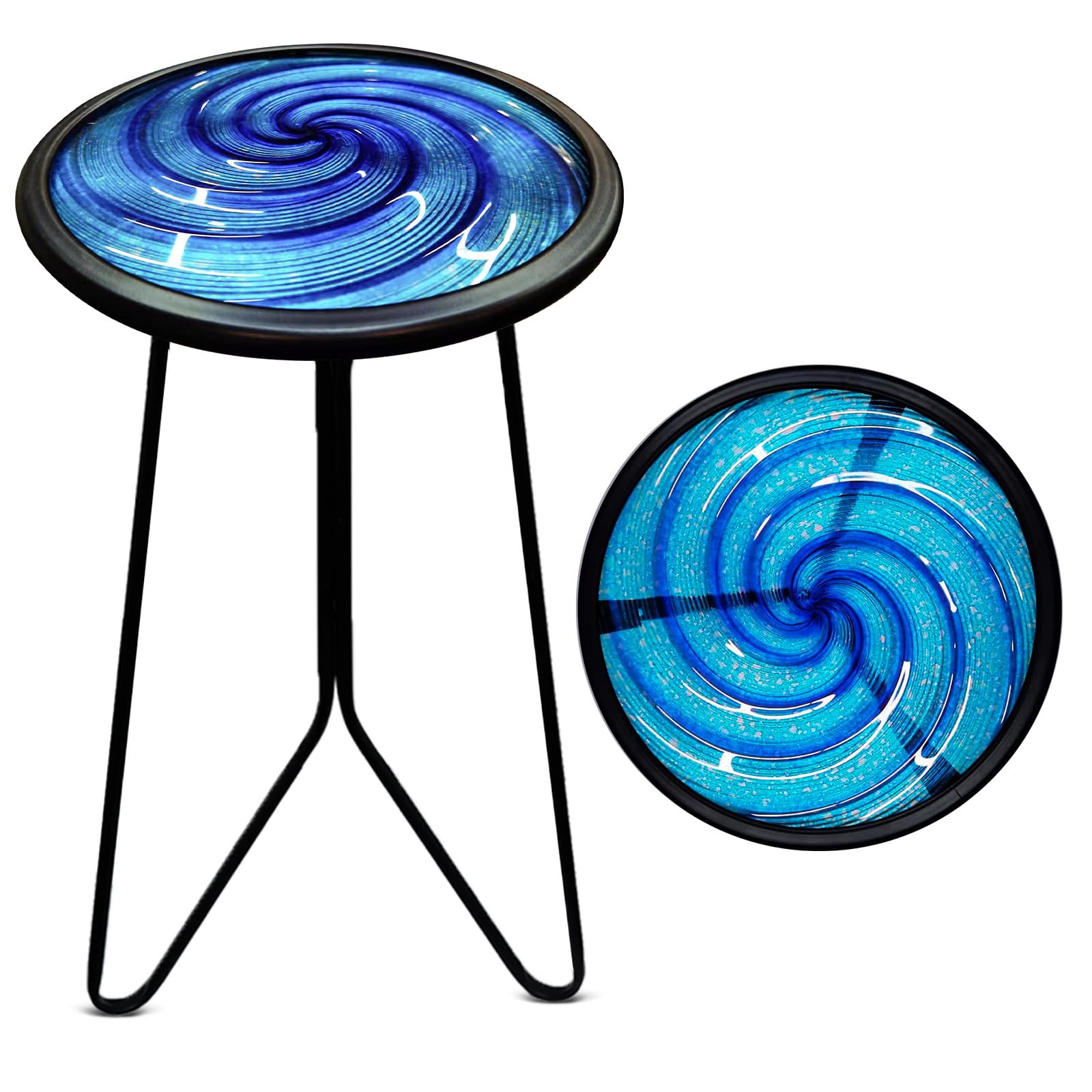 Liffy Patio Side Table, Small Round End Table, Metal Side Table Outdoor, Small Porch Table For Indoor Balcony Furniture Decor (B