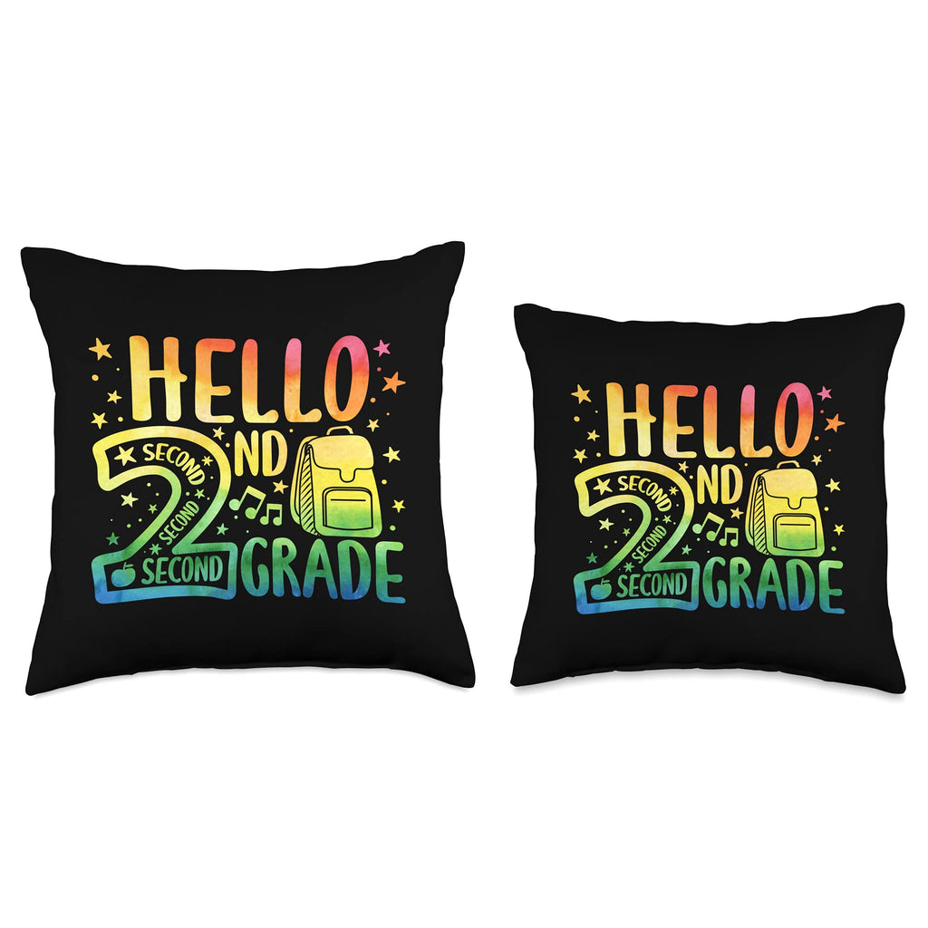 Hello Second Grade Back To School Hello Second Grade Happy 2Nd Day Of School Teachers Students Throw Pillow, 18X18, Multicolor