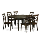 East West Furniture PFBO7-CAP-W 7 Piece Dining Room Table Set Consist of a Square Kitchen Table with Butterfly Leaf and 6 Dining Chairs, 54x54 Inch, Cappuccino