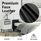 vidaXL Faux Leather Bed Frame Platform Bed, Scandinavian Style/Slats Support/No Box Spring Needed/Without Mattress/Easy Assembly, Black King Bed