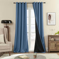 Rutterllow 100% Blackout Curtains, Full Shade Long Complete Drapes For Living Room, Thermal Insulated Bedroom Window Treatment D