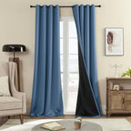 Rutterllow 100% Blackout Curtains, Full Shade Long Complete Drapes For Living Room, Thermal Insulated Bedroom Window Treatment D