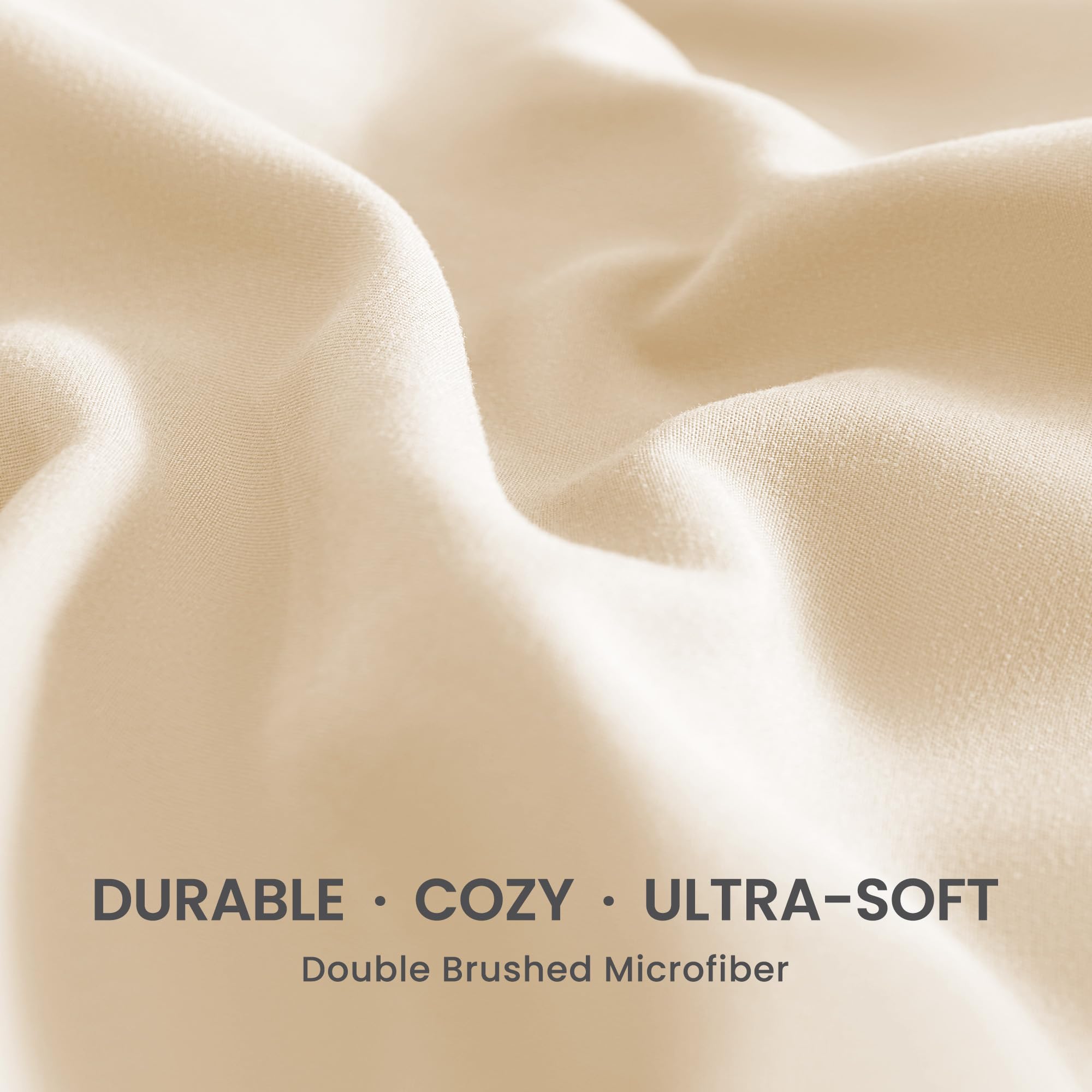 Sleep Zone Nanotex Super Soft Cooling Twin Bed Sheets Set For Kids 3 Piece - Easy Care Fitted Flat Sheet & Pillowcase Sets - Wrinkle Free, Fade Resistant, Deep Pocket 16' (Beige, Twin)