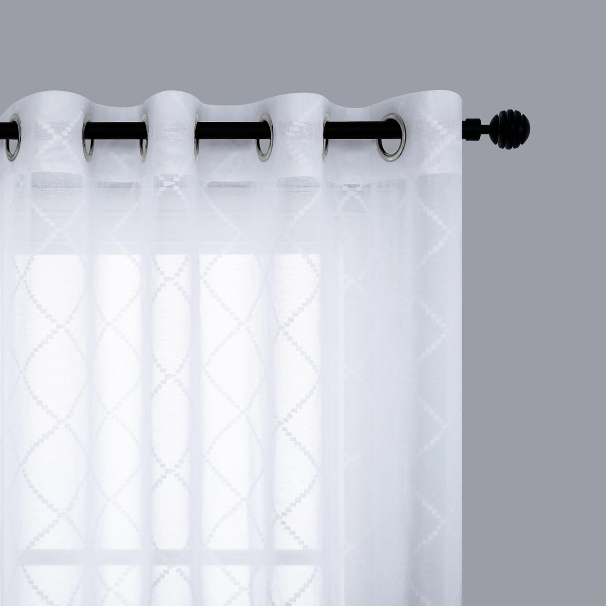 Koufall White Sheer Curtains 84 Inches Long 2 Panels,Embroidered Semi Sheer Curtains For Bedroom Living Room Dining Room With Gr