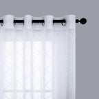 Koufall White Sheer Curtains 84 Inches Long 2 Panels,Embroidered Semi Sheer Curtains For Bedroom Living Room Dining Room With Gr