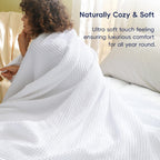 Phf Ultra Soft Waffle Weave Throw Blanket 50'X 60'- Washed Lightweight Breathable Cozy Woven Blanket For Bed - Aesthetic Decor For Couch Bedding Sofa Home Car - White