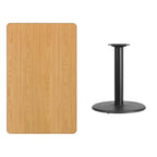 Flash Furniture 30'' x 48'' Rectangular Natural Laminate Table Top with 24'' Round Table Height Base
