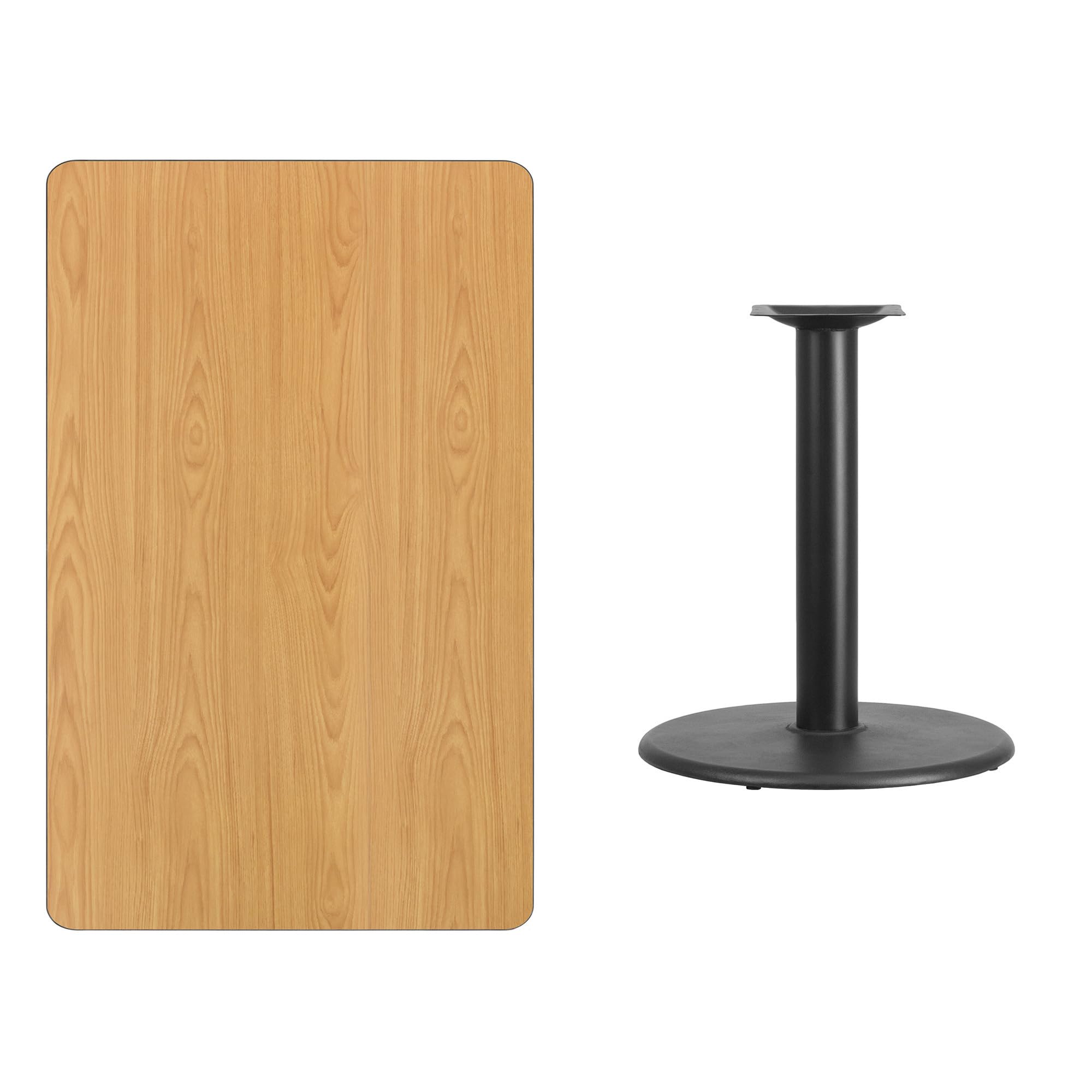 Flash Furniture 30'' x 48'' Rectangular Natural Laminate Table Top with 24'' Round Table Height Base