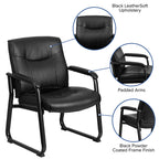 Flash Furniture Hercules Series Big & Tall LeatherSoft Executive Side Reception Chair, Padded Lobby Chair with 500-lb. Static Weight Capacity, Black