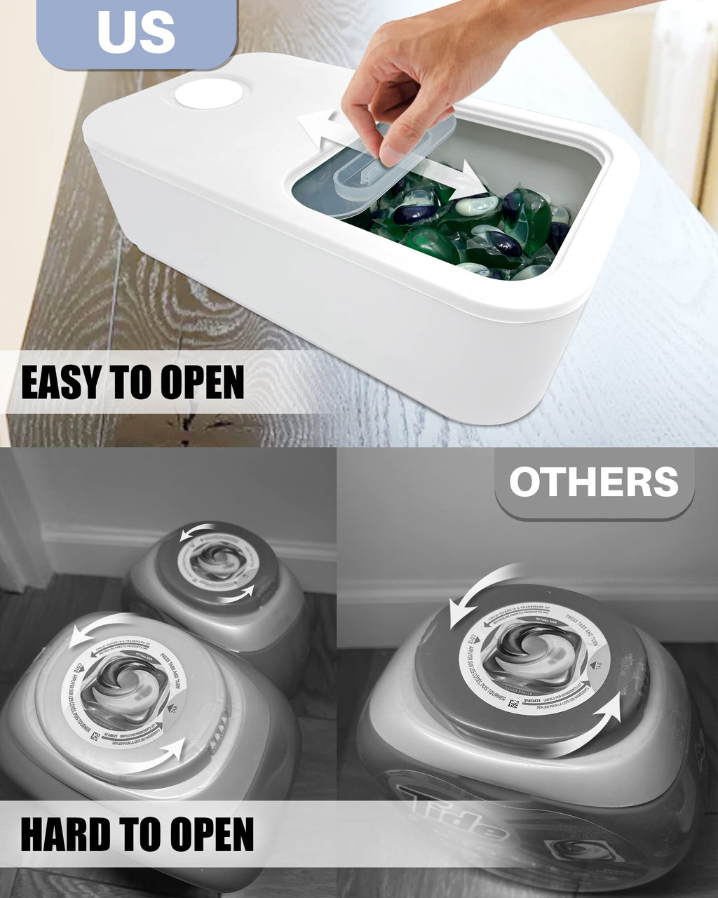 Skywin Large Laundry Pods Container With Slide Lid, 15 X 8.7 X 4.5 In, Holds 11 Pounds Or 120-150 Pods, Laundry Pod Holder, Dishwasher Pods Container (White)