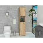 Double Door Cabinet 68.8H, 4 Interior Shelves, 1 Open Shelf, Light Oak
