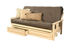 Kodiak Furniture Monterey Futon Set With Storage Drawers, With Antique White Base And Suede Grey Mattress